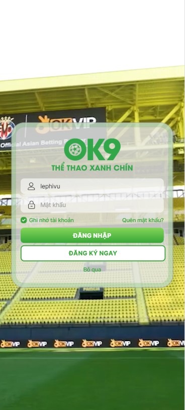 Phương pháp đăng nhập OK9 dễ làm theo trên app